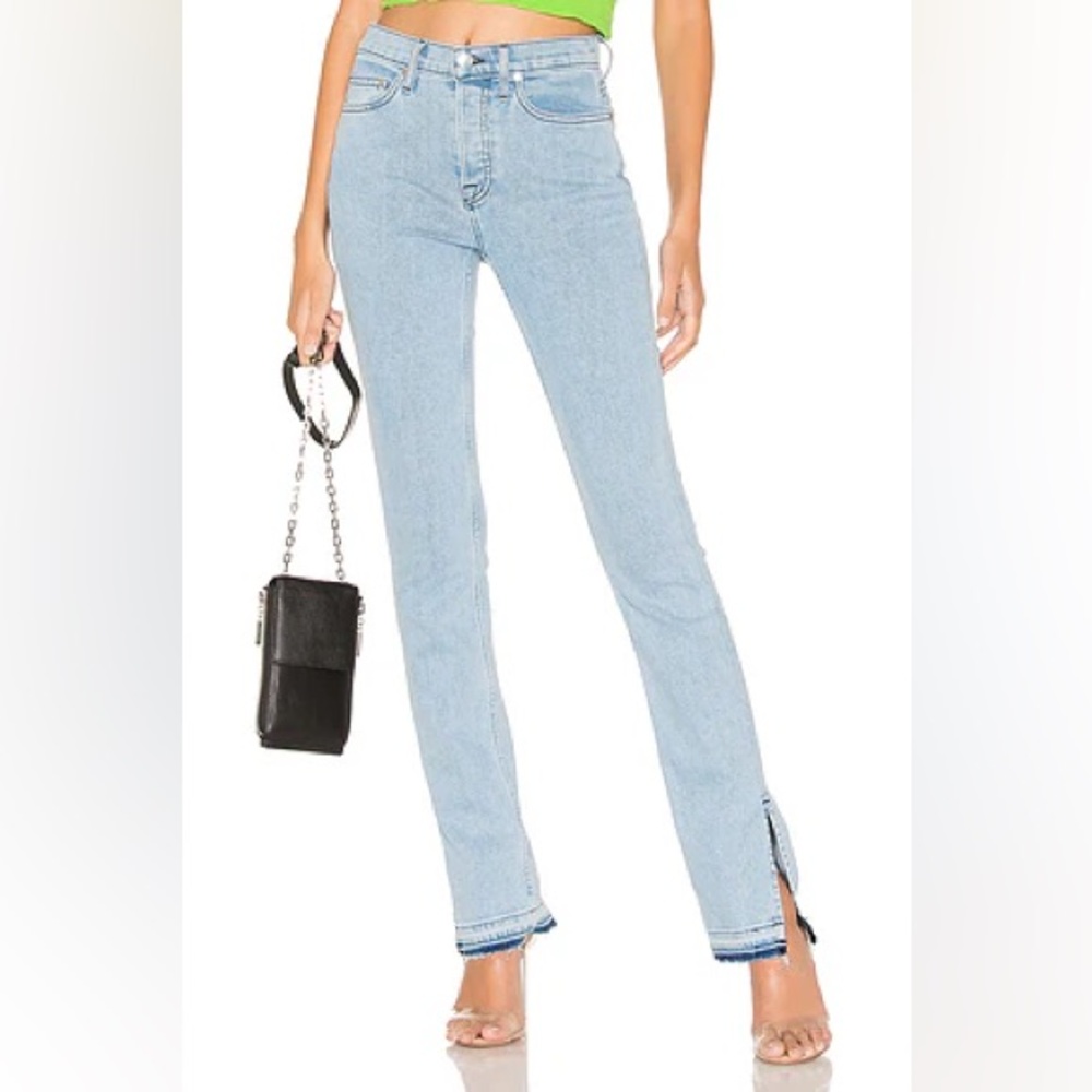 Cotton Citizen Vickie high rise split denim jeans pop